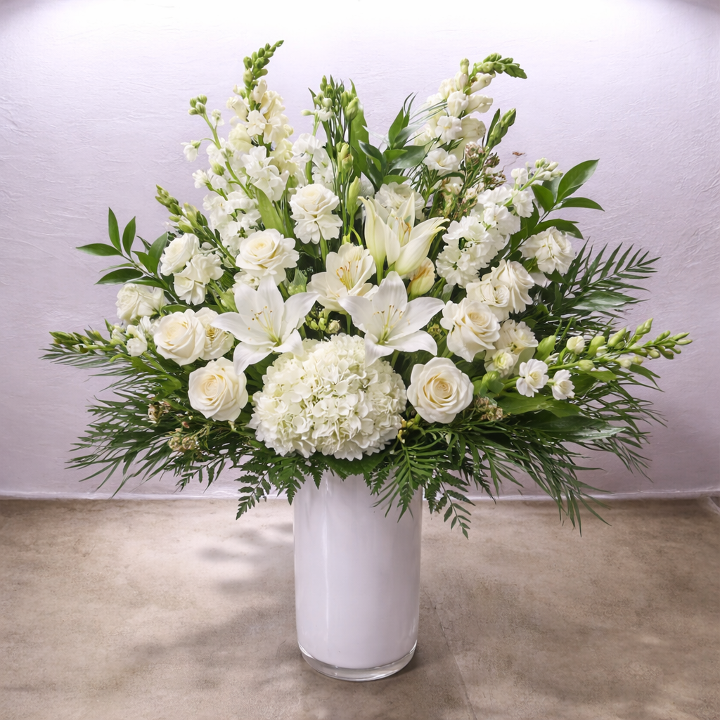 Florist's Choice Monochromatic Sympathy Vase
